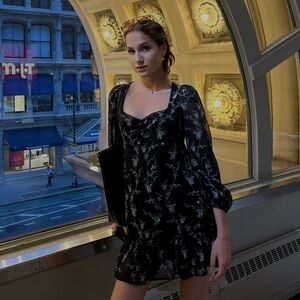 Black dress with flowers